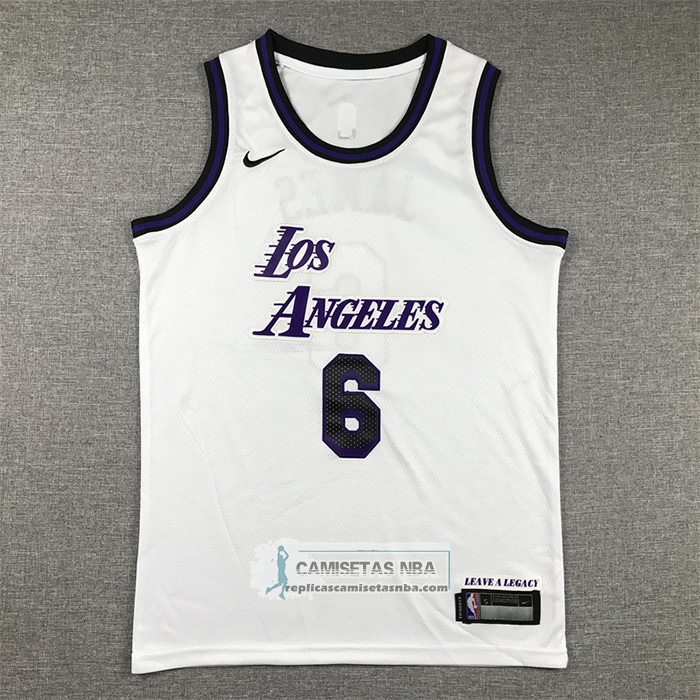 Camiseta Nino Los Angeles Lakers LeBron James NO 6 Ciudad 2022-23 Blanco